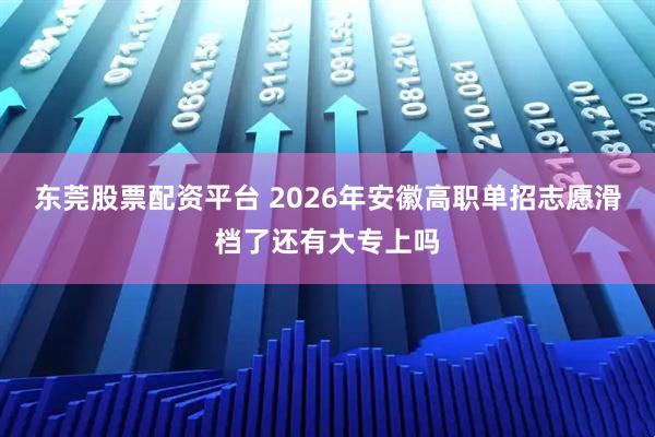 东莞股票配资平台 2026年安徽高职单招志愿滑档了还有大专上吗
